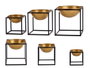 Giftdecor Set 3 Cuencos con Soporte Cuadrado Negro y Oro 23x24x23cm