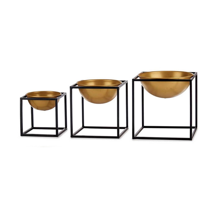 GIFTDECOR Set de 3 Cuencos con Soporte Cuadrado Negro y Oro GIFTDECOR Set de 3 Cuencos con Soporte Cuadrado Negro y Oro