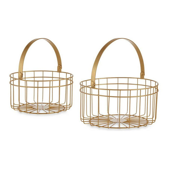 Giftdecor Set de 2 Cestas Redondas Doradas