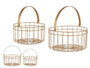 Giftdecor Set de 2 Cestas Redondas Doradas