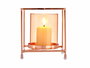 Base para Vela de Cristal Cuadrado Ámbar con Metal Cobre 11x12x11 cm - Giftdecor (8 Unidades)