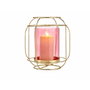 Giftdecor Base Vela Cristal Farol Rosa Metal Oro
