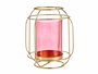 Giftdecor Base Vela Cristal Farol Rosa Metal Oro 19x20x19cm (Set de 8)
