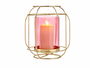 Giftdecor Base Vela Cristal Farol Rosa Metal Oro 19x20x19cm (Set de 8)