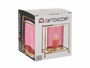 Giftdecor Base Vela Cristal Cuadrada Rosa Metal Oro 14x14x15.5 cm (Set de 8)