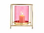 Giftdecor Base Vela Cristal Cuadrada Rosa Metal Oro 14x14x15.5 cm (Set de 8)