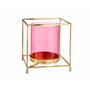 Giftdecor Base Vela Cristal Cuadrada Oro Rosa