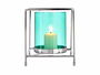 Giftdecor Base Vela Cristal Cuadrada Azul y Plata Metal 14 x 15.5 x 14 cm (Set de 8)