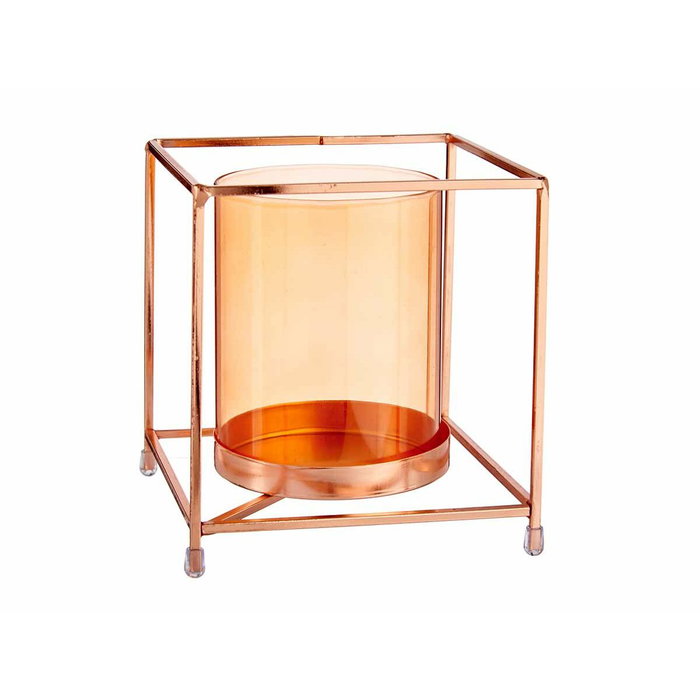 Giftdecor Base Vela Cristal Cuadrada Ámbar Metal Cobre 14x14x15.5 cm (Set de 8) Giftdecor Base Vela Cristal Cuadrada Ámbar Metal Cobre 14x14x15.5 cm (Set de 8)