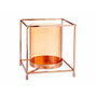Giftdecor Base Vela Cristal Cuadrada Ámbar Metal Cobre 14x14x15.5 cm (Set de 8)