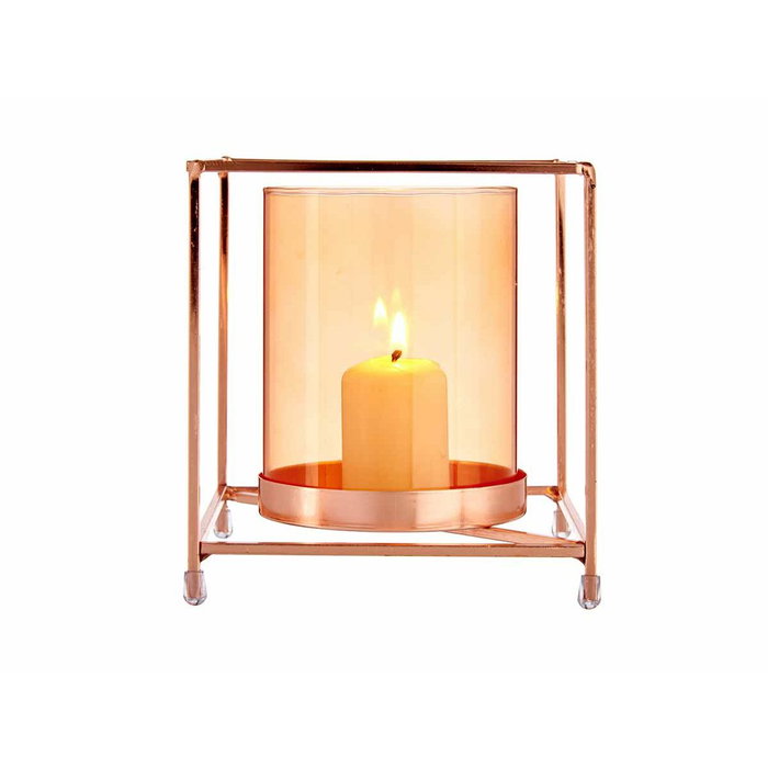 Giftdecor Base Vela Cristal Cuadrada Ámbar Metal Cobre 14x14x15.5 cm (Set de 8) Giftdecor Base Vela Cristal Cuadrada Ámbar Metal Cobre 14x14x15.5 cm (Set de 8)