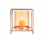 Giftdecor Base Vela Cristal Cuadrada Ámbar Metal Cobre 14x14x15.5 cm (Set de 8)
