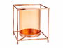 Giftdecor Base Vela Cristal Cuadrada Ambar Metal Cobre 14x14x15.5 cm (Set de 8)