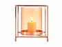 Giftdecor Base Vela Cristal Cuadrada Ambar Metal Cobre 14x14x15.5 cm (Set de 8)