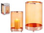 Giftdecor Base Vela Cristal Cilindrica Ambar Metal Cobre 12 x 19 x 12 cm (Set de 8)