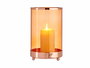 Giftdecor Base Vela Cristal Cilindrica Ambar Metal Cobre 12 x 19 x 12 cm (Set de 8)
