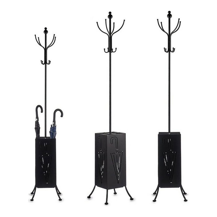 GIFTDECOR Perchero Paragüero Metal Cuadrado Negro