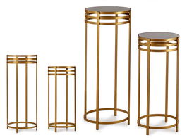Giftdecor Set 2 Mesas Altas Negro y Oro 42.5x105 cm
