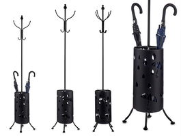 Giftdecor Perchero Paraguero Metal Redondo Negro 44 x 185 x 44 cm