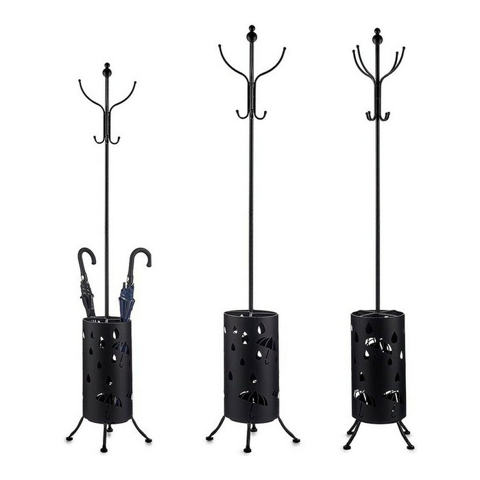 GIFTDECOR Perchero Paragüero Metal Redondo Negro