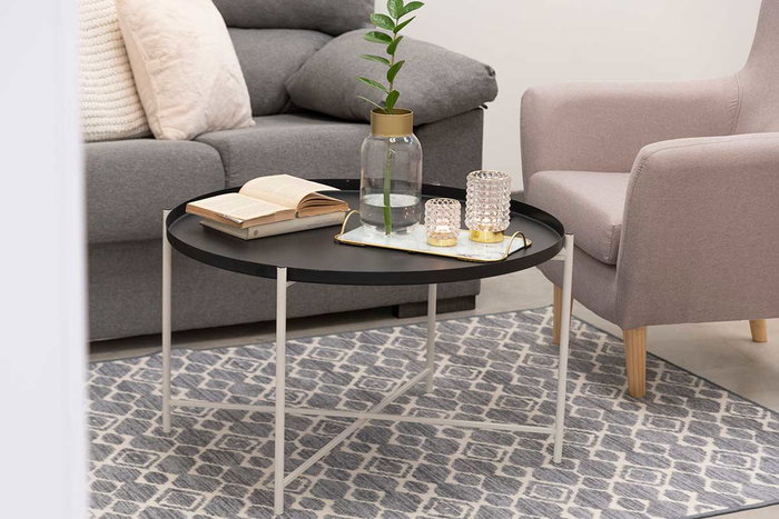 Giftdecor Mesa Redonda Negro 76.5x46x76.5 cm