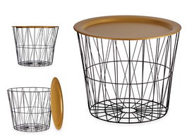 Giftdecor Mesa Central Mediana 52 cm Ancho x 52 cm Largo x 40 cm Alto Metal Negro y Oro (Set de 4)