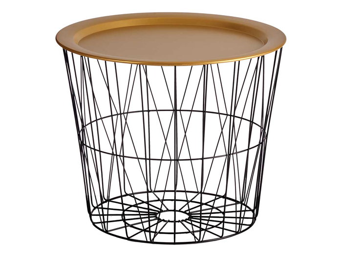 Giftdecor Mesa Central Mediana 52 cm Ancho x 52 cm Largo x 40 cm Alto Metal Negro y Oro (Set de 4)