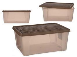 Stefanplast Caja Elegance 15L Beige Plástico Translúcido 29x17x39 cm (Set de 6)
