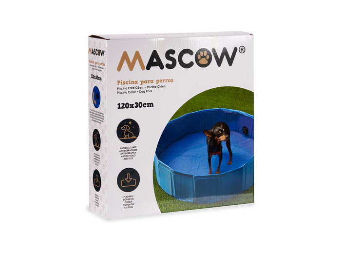 MASCOW Piscina Perro Poliester Plegable Antideslizante Azul 120x30 cm (Set de 4)