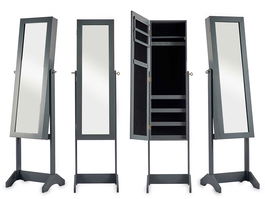 Giftdecor Espejo Joyero con Pie Gris 36x140x36.5 cm