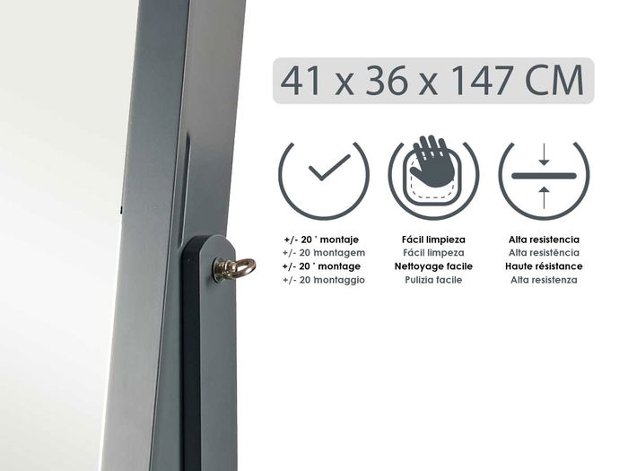 Giftdecor Espejo Joyero con Pie Gris 36x140x36.5 cm