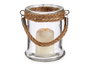 Giftdecor Portavelas Pequeño de Cristal y Hierba Marina Transparente 9x9x10 cm (Set de 24)
