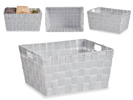 Kipit Cesta de Tela Cónica Rectangular con Asas Mediana Blanca 30.4x14x20 cm (Set de 18)