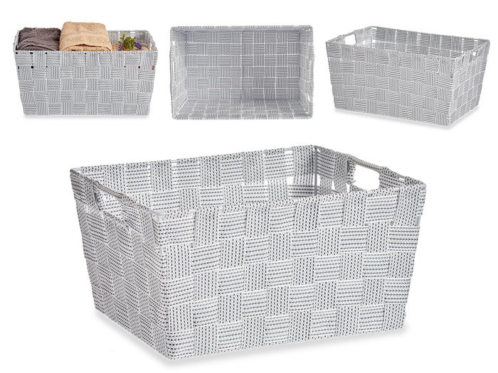 Kipit Cesta de Tela Cónica Rectangular con Asas Mediana Blanca 30.4x14x20 cm (Set de 18) Kipit Cesta de Tela Cónica Rectangular con Asas Mediana Blanca 30.4x14x20 cm (Set de 18)