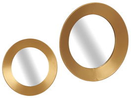 Giftdecor Espejo Redondo Dorado 60 cm con Marco de Metal y Cristal