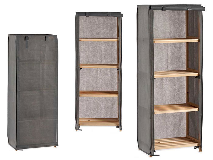 Kipit Estantería de Tela Gris, Madera y Tela, 30x113x42 cm (3 Unidades) Kipit Estantería de Tela Gris, Madera y Tela, 30x113x42 cm (3 Unidades)