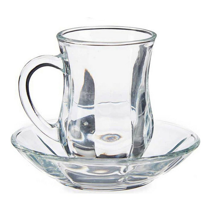 Vivalto Set de 4 Tazas de Vidrio con Plato Liso 125ml