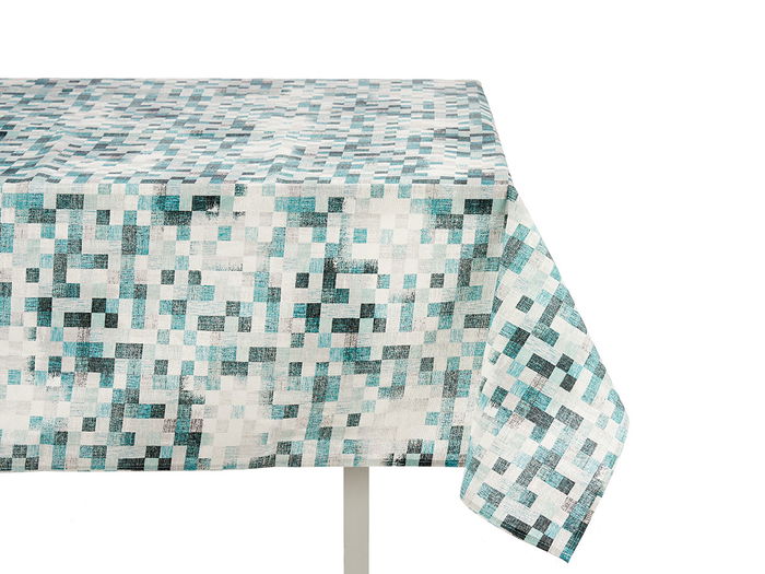 Kinvara Mantel Antimanchas Loneta Cuadros Azul 140x180 cm (Set de 6)