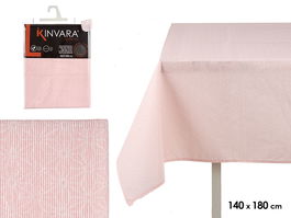 Kinvara Mantel Antimanchas 140x180 cm Estrella Rosa Loneta Resinada Fácil de Limpiar (Set de 6)