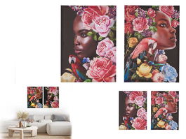 Giftdecor Set 2 Lienzos Mujeres Tropical 50x70 cm (Set de 6)