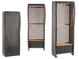 Kipit Perchero de Tela con 2 Cajones Gris 31.5x58x168 cm (Set de 3)