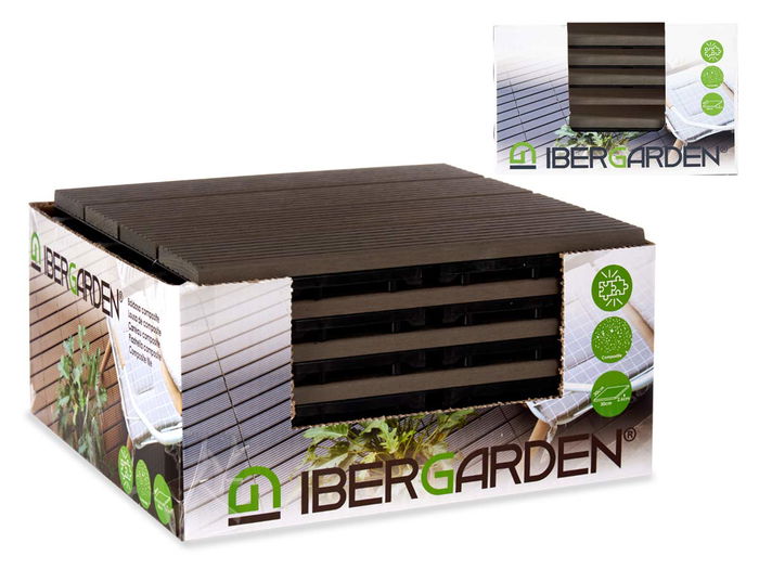 Ibergarden Baldosa Composite Negro WPC 30x2.6x30cm (Set de 6) Ibergarden Baldosa Composite Negro WPC 30x2.6x30cm (Set de 6)