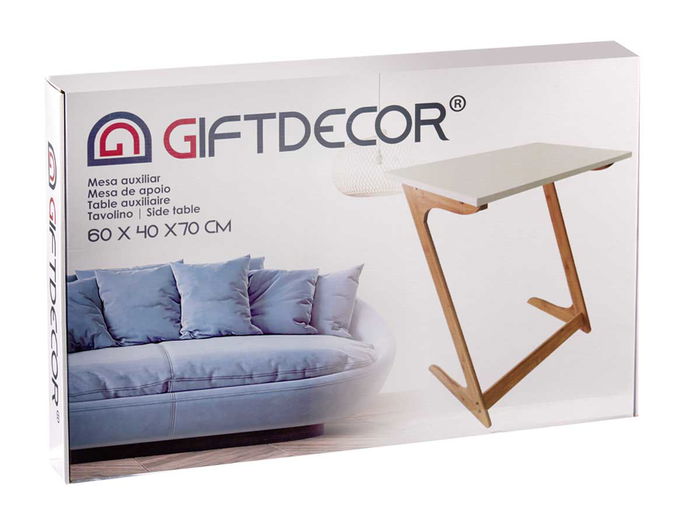 Kinvara Mesa Auxiliar Bambu Blanco Natural 40x60x68.5 cm (Set de 4)