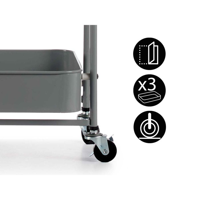 Kinvara Carro Plegable de 3 Alturas Gris