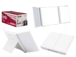 Berilo Espejo de Bolsillo ABS con LED, Aumentos 1X 2X 3X, Blanco, Dimensiones 11.5 x 9.5 x 1.5 cm (Set de 24)