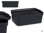 Kipit Caja de Plástico con Tapa, 6 Litros de Capacidad, Color Antracita, Dimensiones 21x11x32 cm, Almacenaje y Organización (Set de 12)