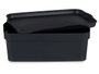 Kipit Caja de Plástico con Tapa, 6 Litros de Capacidad, Color Antracita, Dimensiones 21x11x32 cm, Almacenaje y Organización (Set de 12)