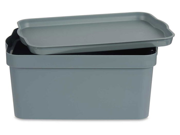 Kipit Caja Plástico con Tapa 7.5L Gris 21 x 14.2 x 32 cm (Set de 12) Kipit Caja Plástico con Tapa 7.5L Gris 21 x 14.2 x 32 cm (Set de 12)
