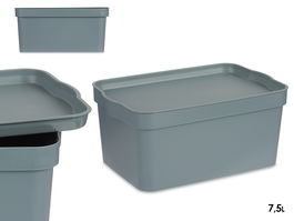 Kipit Caja Plástico con Tapa 7.5L Gris 21 x 14.2 x 32 cm (Set de 12)