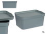 Kipit Caja Plástico con Tapa 7.5L Gris 21 x 14.2 x 32 cm (Set de 12)